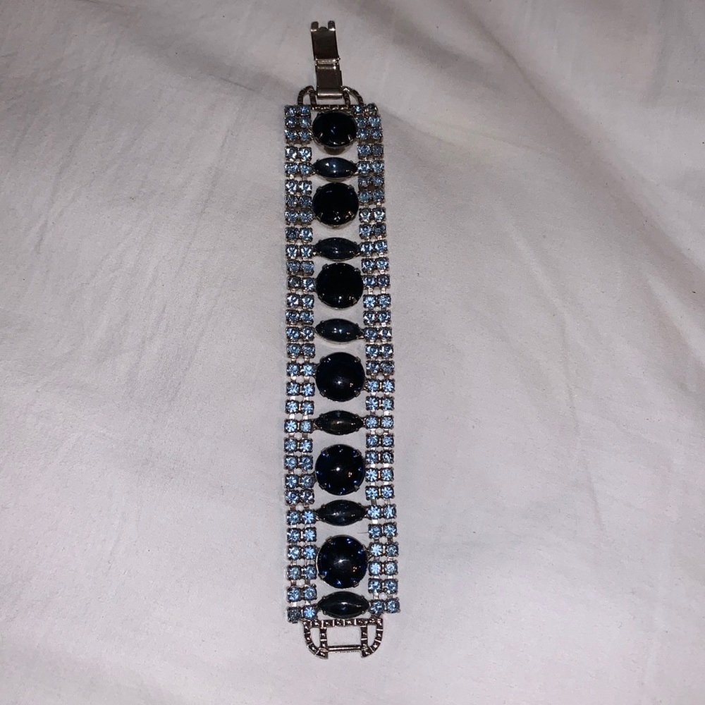 Antique Czechoslovakian Sapphire Glass Bracelet
